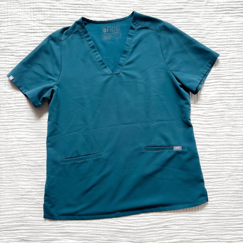 FIGS Casma 3-Pocket Caribbean Blue Scrub Top